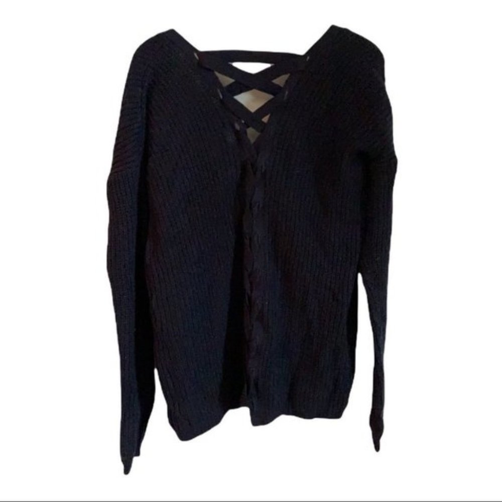 DYNAMITE navy braided back cardigan in medium